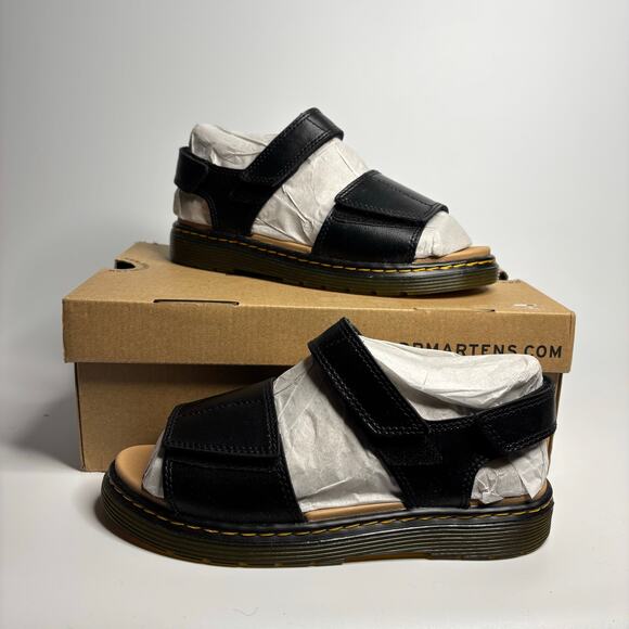 Dr Martens Romi Y Leather Velcro Sandals in Black T Lamper - Picture 1 of 11